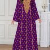 al najma رمضان فستان الأكمام الطويلة بياقة على شكل v مع طباعة إسلامية وعربية للنساء 8