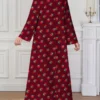 al najma رمضان فستان الأكمام الطويلة بياقة على شكل v مع طباعة إسلامية وعربية للنساء 10