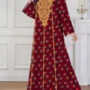 al najma رمضان فستان الأكمام الطويلة بياقة على شكل v مع طباعة إسلامية وعربية للنساء 11