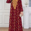 al najma رمضان فستان الأكمام الطويلة بياقة على شكل v مع طباعة إسلامية وعربية للنساء 13