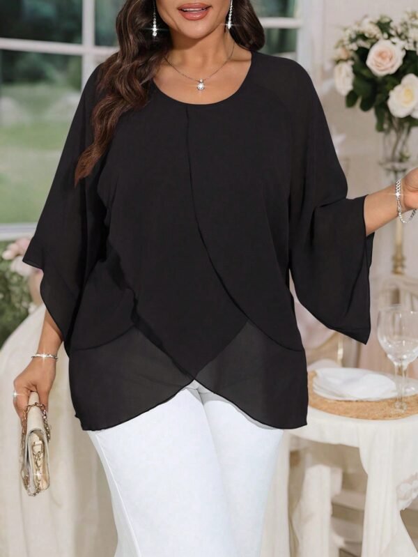 shein clasi قميص كاجوال بسيط متعدد الطبقات للمرأة البدينة، مناسب لرأس السنة، عيد الحب، ، عيد الميلاد، عيد الفصح، المناسبات الوطنية، الحفلات، رأس السنة، حفلة عيد الميلاد، ديكور عيد الميلاد، منزل عيد الميلاد، عطلة الربيع