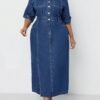 shein lady فستان جينز مقاس كبير قطعة واحدة، كاجول متوسط الأكمام، فستان طويل أزرق، ملابس صيفية للنساء، فساتين رومانسية، فساتين ربيعية للنساء، ملابس عادية للسيدات، ملابس الكاوبوي 6