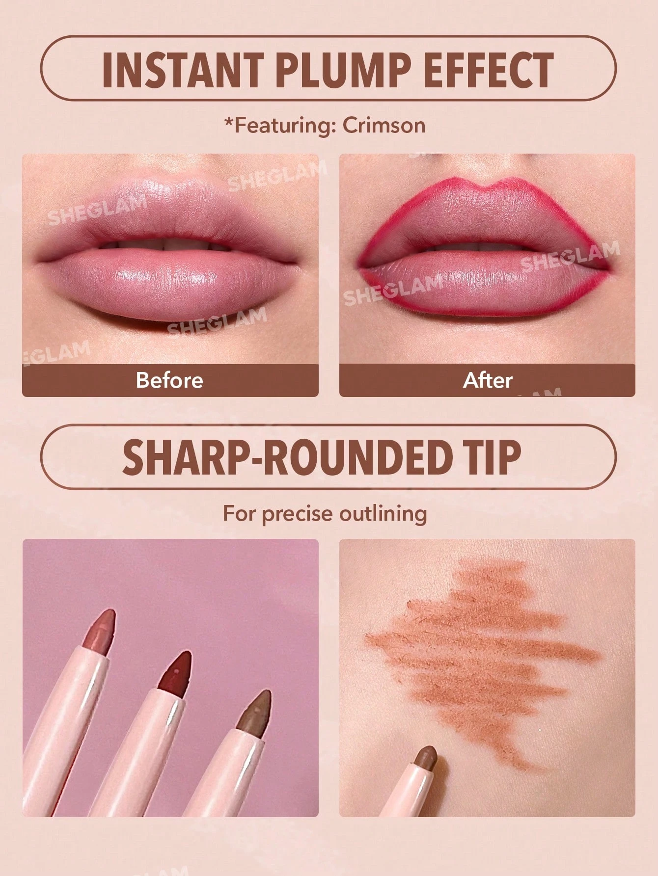 sheglam قلم تحديد الشفاه so lippy قلم تحديد الشفاه الكريمي غير اللامع misty rose ذو الصبغة العالية لا يتلاشى بسهولة، ناعم كالحرير، لون غير لامع، مكياج الشفاه، حفلة عيد الميلاد ، قلم تحديد الشفاه روج محدد قوس شفايف علامة تجارية جمال مكياج ميكب مستحضرات تجم 18
