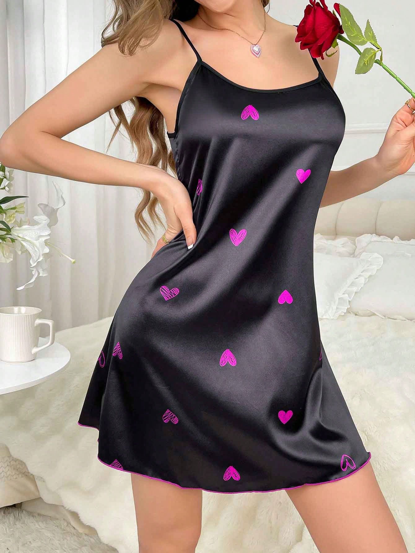 shein فستان نوم نسائي أنيق مع طباعة قلب 10