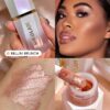 sheglam هايلايتر سائل glow bloom هايلايتر جل كريمي لامع بلمسة نهائية ندية يدوم طويلاً ومشرق وغير متكتل ومقاوم للماء وهايلايتر توهج مكياج وعيد الميلاد والشتاء وهدايا عام 2000 هايلايت هايلايتر علامة تجارية جمال مكياج ميكب مستحضرات تجميل للنساء الفتيات مثالي 1