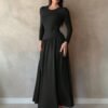 shein tall فستان أنيق طويل الأكمام بحافة منفرجة للربيع والخريف