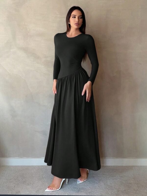shein tall فستان أنيق طويل الأكمام بحافة منفرجة للربيع والخريف
