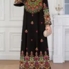 al najma فستان طويل الأكمام ياقة على شكل حرف v بطباعة زهور أنيقة وعتيقة بطراز عربي للنساء 10