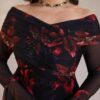 modelyn فستان أنيق للنساء ذوات الأحجام الكبيرة، باكتاف مكشوفة وأكمام مناسدة، مزخرف بطبعات زهور 6