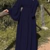 فستان نسائي أنيق بأكمام جرس واسعة ذو لون أحادي، مناسب للربيع والصيف، متواضع للعطلات بنقشة نقاط 7