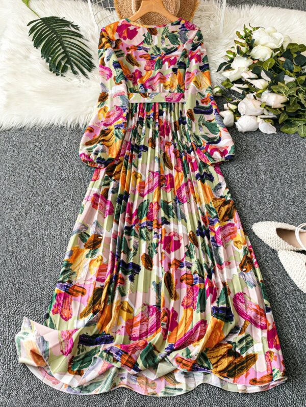 shein franclia فستان طويل مزرر أنيق للنساء بياقة حرف v مزخرف بالزهور وأكمام طويلة وحزام، ملابس النساء الكبيرة الحجم 4