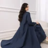 modelyn مجموعة بيزة للنساء مكونة من: معطف طويل الأكمام وسترة خفيفة من القماش الصلب، وتنورة خطوة مزدوجة الصدر. مجموعة أنيقة مكونة من قطعتين 3