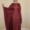 فستان كافتان مطبوع بالفراشات مع خصر مشدود للنساء، رداء ساتان مع تصميم أكمام أميرية منسدلة ومزين بخرز اصطناعي، خصر مشدود وتصميم مُرضٍ، عباية ذات لون أنيق، متواضع لعيد الفطر والربيع 3