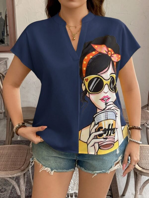 shein lune بلوزة قصيرة الأكمام مطبوعة بصورة امرأة بحجم كبير، ملابس غربية للنساء بطراز بوهيمي وبوهو من تسعينيات القرن الماضي، ملابس مناسبة للمهرجانات والصيف والخروج 9