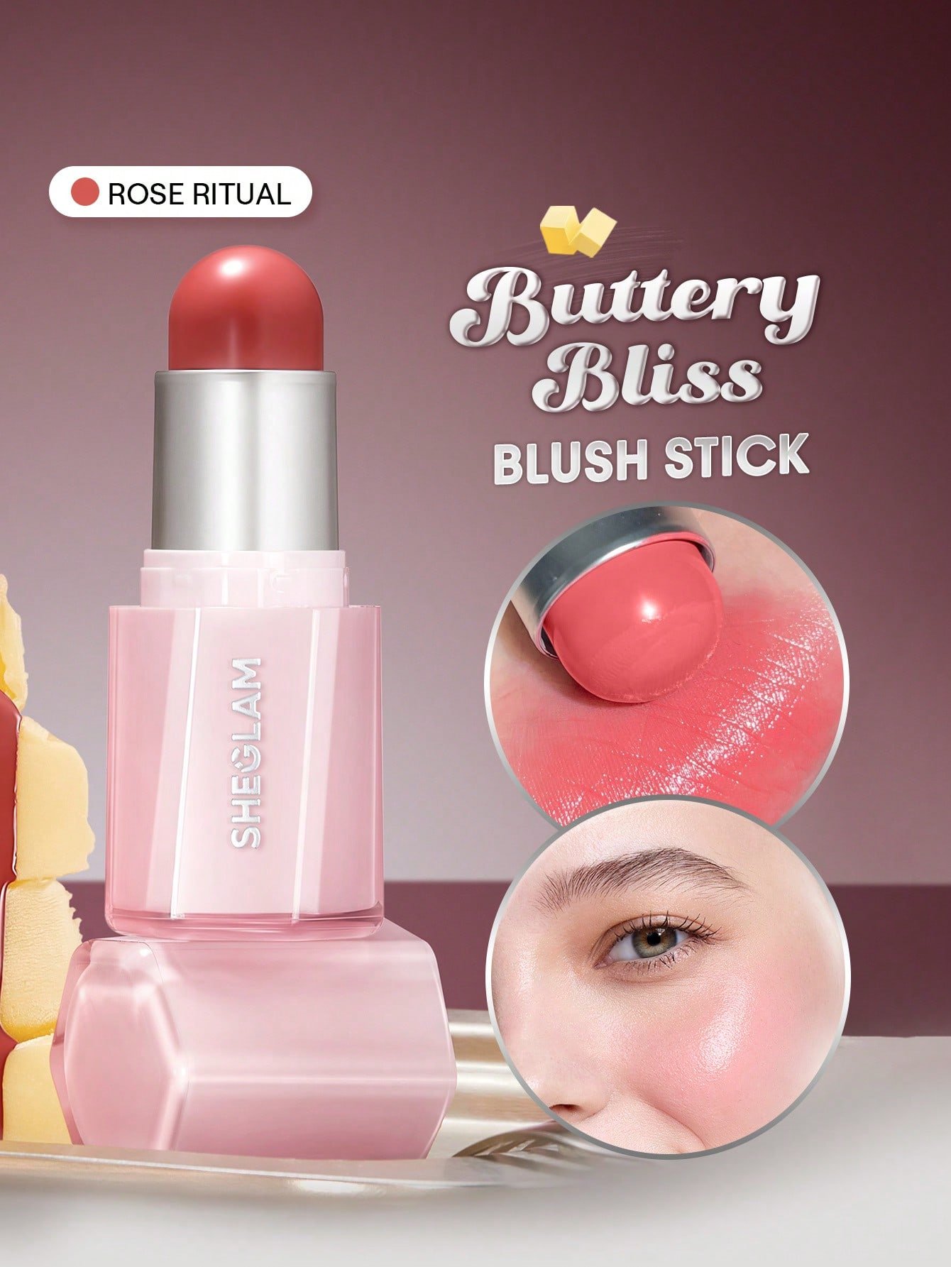 sheglam buttery bliss أحمر خدود عصا love cake حمره بلشر علامة تجارية جمال مكياج ميكب مستحضرات تجميل للنساء الفتيات مثالي لفصل الصيف الربيع مثالي ل y2k أزياء أنيقة عيد الأم هدية حفلة جاهز أفضل لون 5