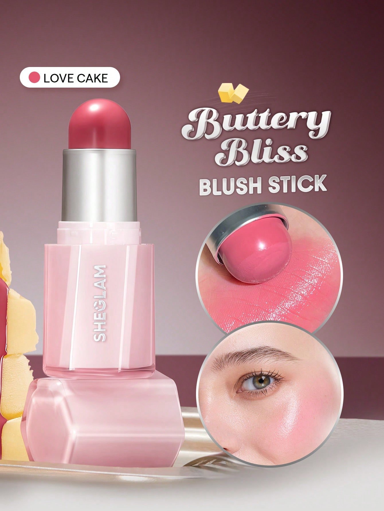 sheglam buttery bliss أحمر خدود عصا love cake حمره بلشر علامة تجارية جمال مكياج ميكب مستحضرات تجميل للنساء الفتيات مثالي لفصل الصيف الربيع مثالي ل y2k أزياء أنيقة عيد الأم هدية حفلة جاهز أفضل لون 4
