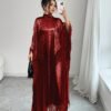 rafferiza فستان قسطل مفضف بياقة مرتفعة 1