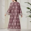 al najma فستان ماكسي بأكمام طويلة وياقة على شكل حرف v بطبعة زهرية بأسلوب عربي فضفاض للنساء 5