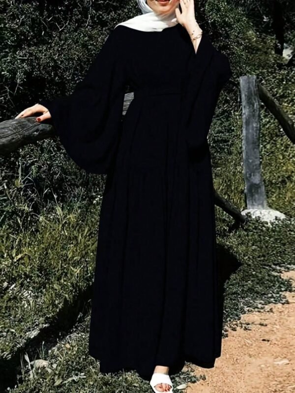 فستان نسائي أنيق بأكمام جرس واسعة ذو لون أحادي، مناسب للربيع والصيف، متواضع للعطلات بنقشة نقاط 8