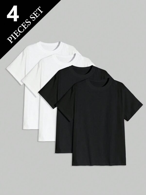 shein 4 قطع/ مجموعة تيشرتات/ بلايز داخلية رجالية مناسبة لجميع الفصول shein 4 قطع/ مجموعة تيشرتات/ بلايز داخلية رجالية مناسبة لجميع الفصول