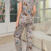 shein طقم بيجاما بسروال طويل وأكمام قصيرة بطباعة الزهور للنساء 2