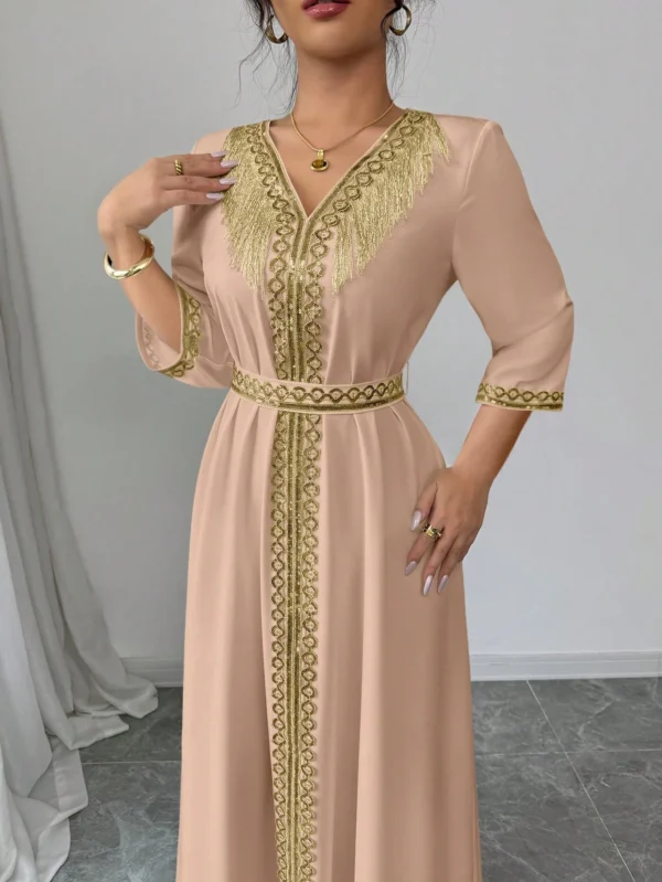 elenzga فستان نسائي أنيق بقصات الشراشيب والترتر المرقعة 25