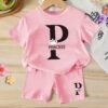 elladie kids مجموعة قميص كم قصير وشورت للبنات الرضع بطبعات صدفة وجنجل البحر وفيونكة، أسلوب عطلة عفوي بسيط، مناسبة للعطلات والأنشطة الخارجية، صيفي 9