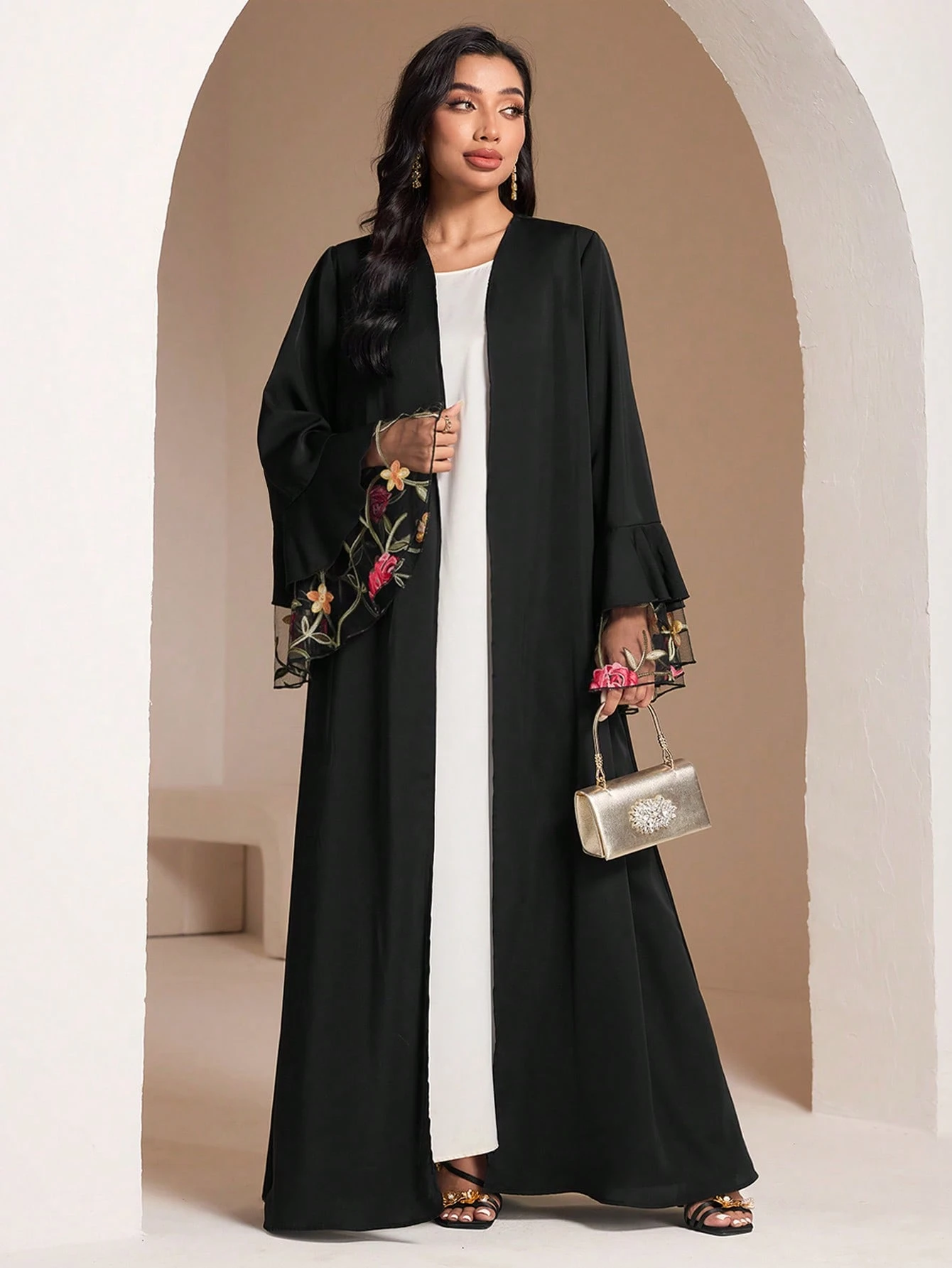 al najma عباية نسائية لون سادة أكمام طويلة، تصميم أنيق مناسب للصيف، رداء محتشم 4