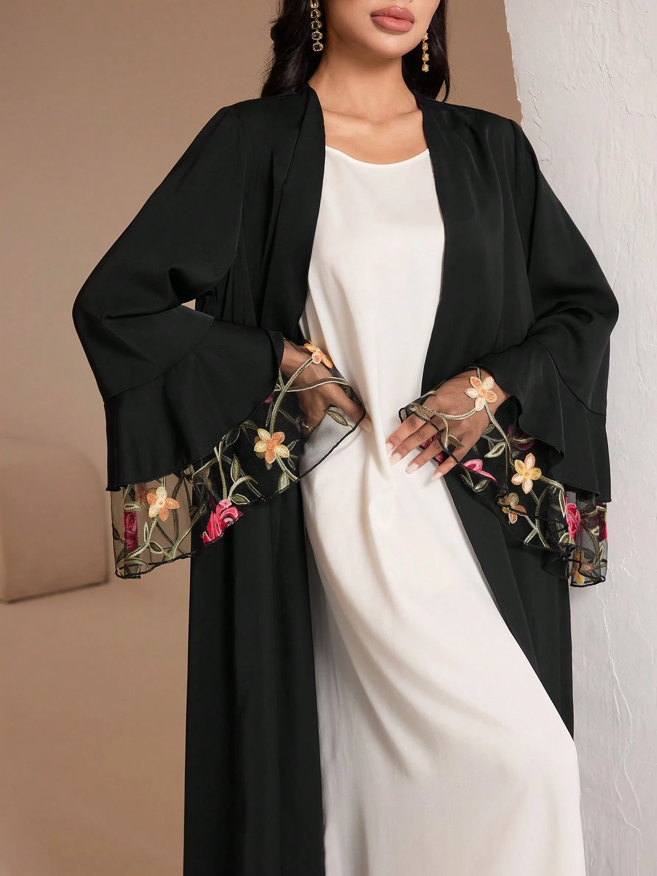 al najma عباية نسائية لون سادة أكمام طويلة، تصميم أنيق مناسب للصيف، رداء محتشم 8