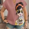 shein lune بلوزة قصيرة الأكمام مطبوعة بصورة امرأة بحجم كبير، ملابس غربية للنساء بطراز بوهيمي وبوهو من تسعينيات القرن الماضي، ملابس مناسبة للمهرجانات والصيف والخروج 7