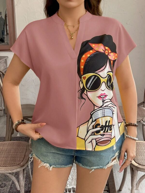 shein lune بلوزة قصيرة الأكمام مطبوعة بصورة امرأة بحجم كبير، ملابس غربية للنساء بطراز بوهيمي وبوهو من تسعينيات القرن الماضي، ملابس مناسبة للمهرجانات والصيف والخروج 7