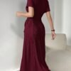aidyla فستان نسائي كاجوال متوسط الطول مع نص كم بطباعة حروف، رابطة الخصر الجانبية، فستان سهرة طويل للنساء 10