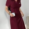 aidyla فستان نسائي كاجوال متوسط الطول مع نص كم بطباعة حروف، رابطة الخصر الجانبية، فستان سهرة طويل للنساء 14