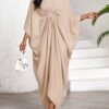 shein lady فستان نسائي كاجوال فضفاض بأكمام على شكل خفاش، لون أحادي، لإطلالات العطلات والرحلات، ملابس نسائية بوهيمية/بوهيمية/بوهو 3