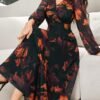modelyn فستان نسائي أنيق مطبوع بنقشة زهرية كاملة للموسم الخريفي 4