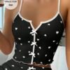 shein بيجامة علوية للنساء بطبعة قلوب وزينة فيونكة 1