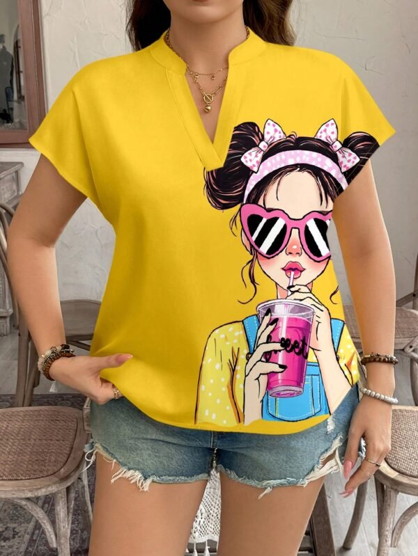 shein lune بلوزة قصيرة الأكمام مطبوعة بصورة امرأة بحجم كبير، ملابس غربية للنساء بطراز بوهيمي وبوهو من تسعينيات القرن الماضي، ملابس مناسبة للمهرجانات والصيف والخروج 6