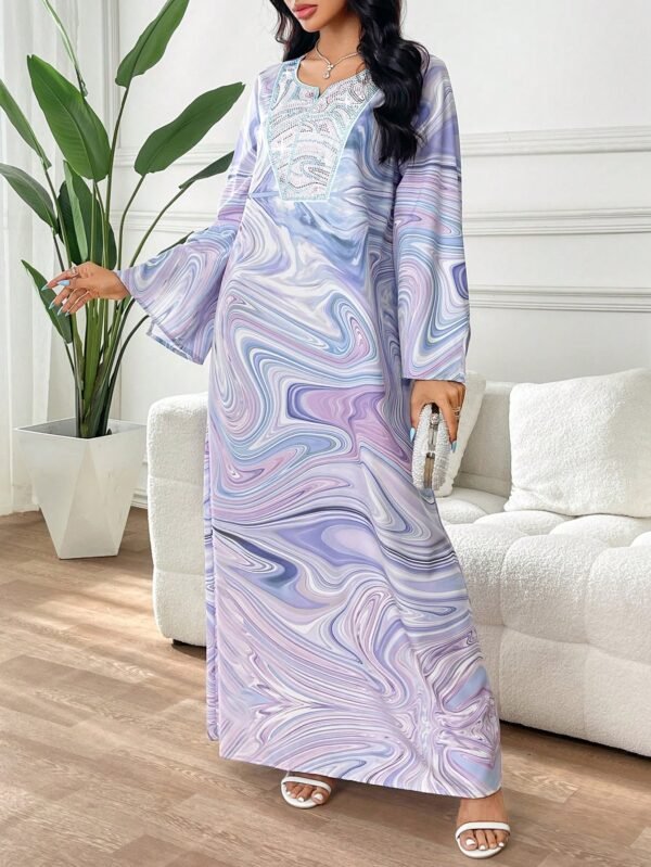 yasmyna فستان أنيق بتصميم حجري مرصع بالراين إلى الأسلوب العربي، محتشم للسيدات 5
