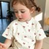 ملابس علوية قصيرة الأكمام مطبوعة بزهور للبنات الصغيرات، تصميم بسيط مناسب للصيف 7