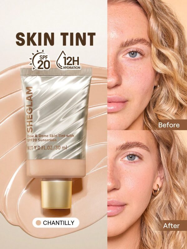sheglam dew & done ملون خفيف للبشرة مع spf20 porcelain علامة تجارية جمال مكياج ميكب مستحضرات تجميل للنساء الفتيات مثالي لفصل الصيف الربيع مثالي ل y2k أزياء أنيقة عيد الأم هدية حفلة جاهز أفضل لون 4