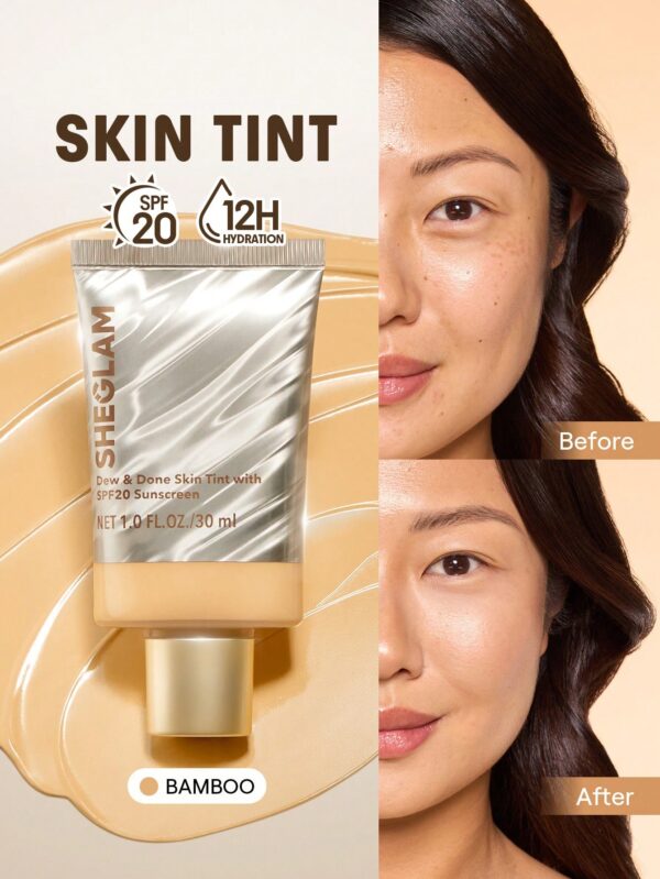 sheglam dew & done ملون خفيف للبشرة مع spf20 porcelain علامة تجارية جمال مكياج ميكب مستحضرات تجميل للنساء الفتيات مثالي لفصل الصيف الربيع مثالي ل y2k أزياء أنيقة عيد الأم هدية حفلة جاهز أفضل لون 5