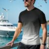 manfinity kasua تي شيرت سباحة رجالي برقبة دائرية وأكمام قصيرة بتدرج لوني، تي شيرت رجالي، تي شيرتات للرجال، تي شيرتات رجالية، للعطلات 3