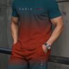 manfinity homme مجموعة تيشيرت كاجوال كم قصير بطباعة حرفية وشورت خصر مربوط 2 قطعة للرجال