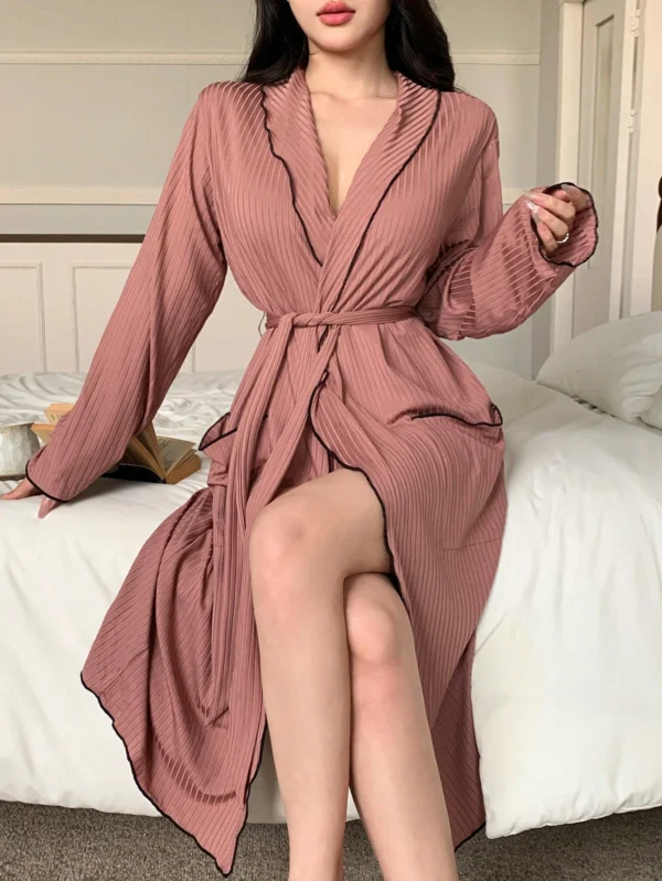 shein ثوب نسائي كاجوال بتصميم متباين الألوان، ملابس منزلية مريحة، مناسب للخريف والشتاء 3