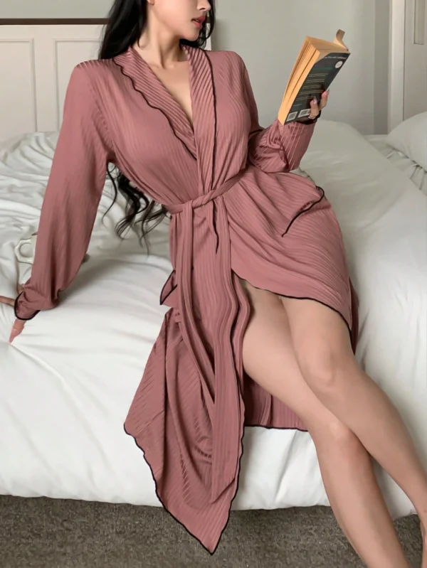 shein ثوب نسائي كاجوال بتصميم متباين الألوان، ملابس منزلية مريحة، مناسب للخريف والشتاء 4