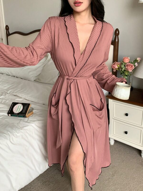 shein ثوب نسائي كاجوال بتصميم متباين الألوان، ملابس منزلية مريحة، مناسب للخريف والشتاء 6
