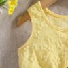رومبير رضيعة بناتية ذات لون أحادي وياقة مستديرة وبدون أكمام وزينة فيونكة وتصميم أزرار نصف الحجاب، مناسبة للاستخدام المنزلي واليومي والخروجات، للربيع/الصيف 11