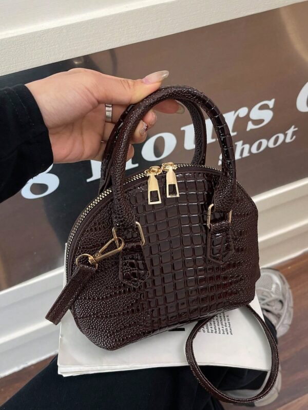 حقيبة تسوق من الجلد المبطن الصناعي البي يو باللون الأحادي ذات طراز كلاسيكي موضة، حقيبة كروس محمولة باليد محكمة الإغلاق، حقيبة سفر بسيطة للعطلات مع حزام كتف قابل للتعديل، حقيبة كتف للعمل المكتبي 2