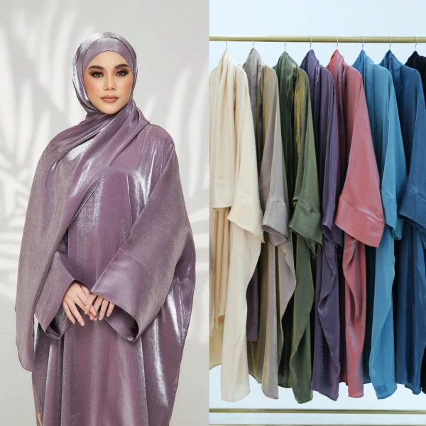 عباية فاشونية كاجوال مع وشاح رأس، قطعة واحدة مناسبة للاستخدام اليومي للنساء، الطول 143 سم 11