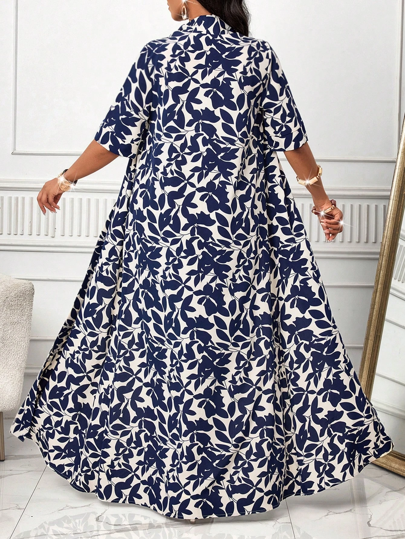 shein lady مجموعة قطعتين من السراويل ذات الطبعة الفهد والبلوزة الأنيقة بأكمام طويلة ذات الطباعة الزهرية للنساء للأناقة في فصلي الخريف والشتاء، للأوقات الفراغية والإجازات 2